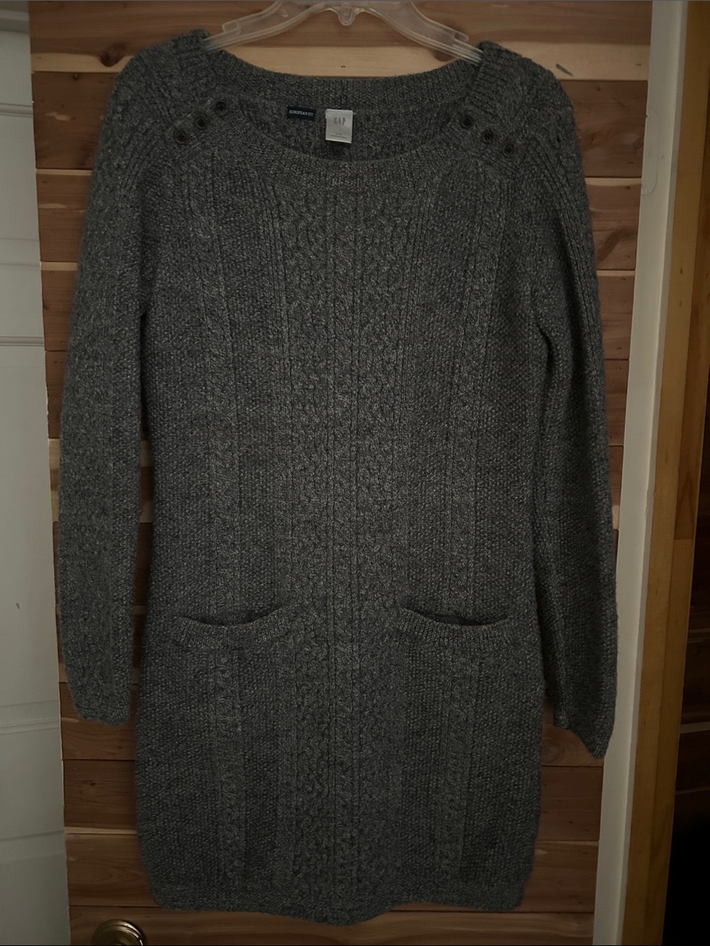 GAP Gray Cable Knit Sweater Dress